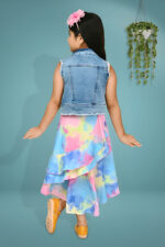 Girls tie dye print dress with jacket