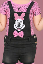 Girls Mickey mouse black denim dungaree