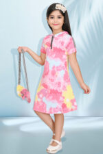 Tie dye hoodie dress with sling bag