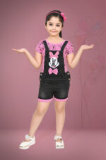 Girls Mickey mouse black denim dungaree