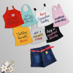 Girls 7 days printed 7 in 1 combo set