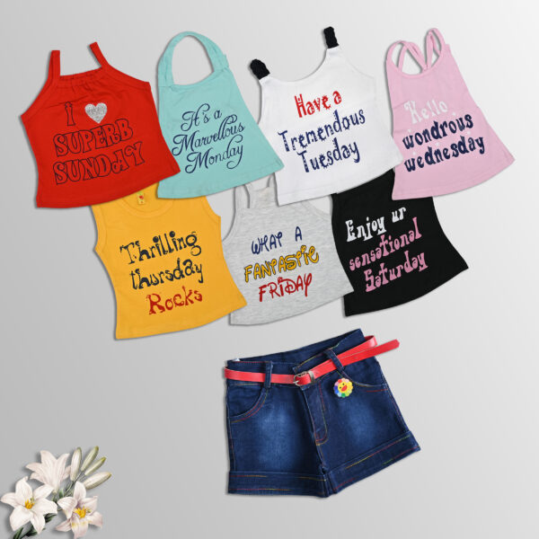 Girls 7 days printed 7 in 1 combo set