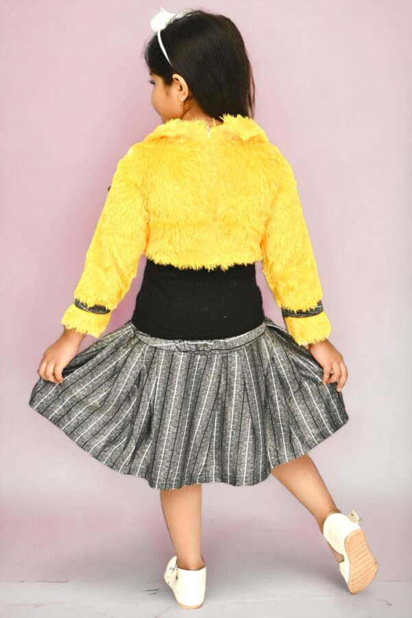 Girls fur jacket skirt with top