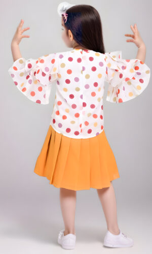 Girls polka print top and skirt