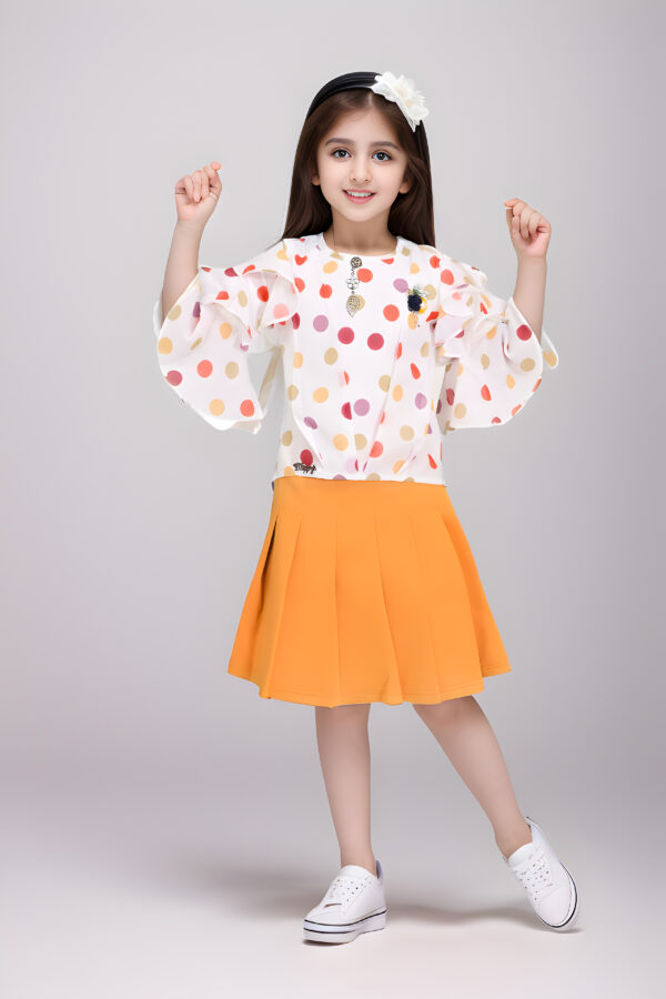 Girls polka print top and skirt