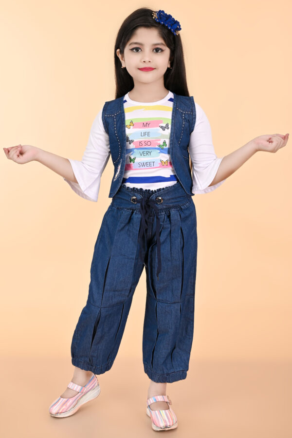 Girls silk denim clothing set