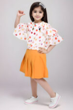 Girls polka print top and skirt