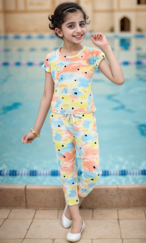 Girls tie dye night suit