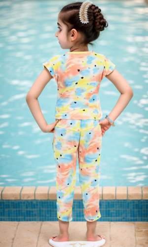 Girls tie dye night suit