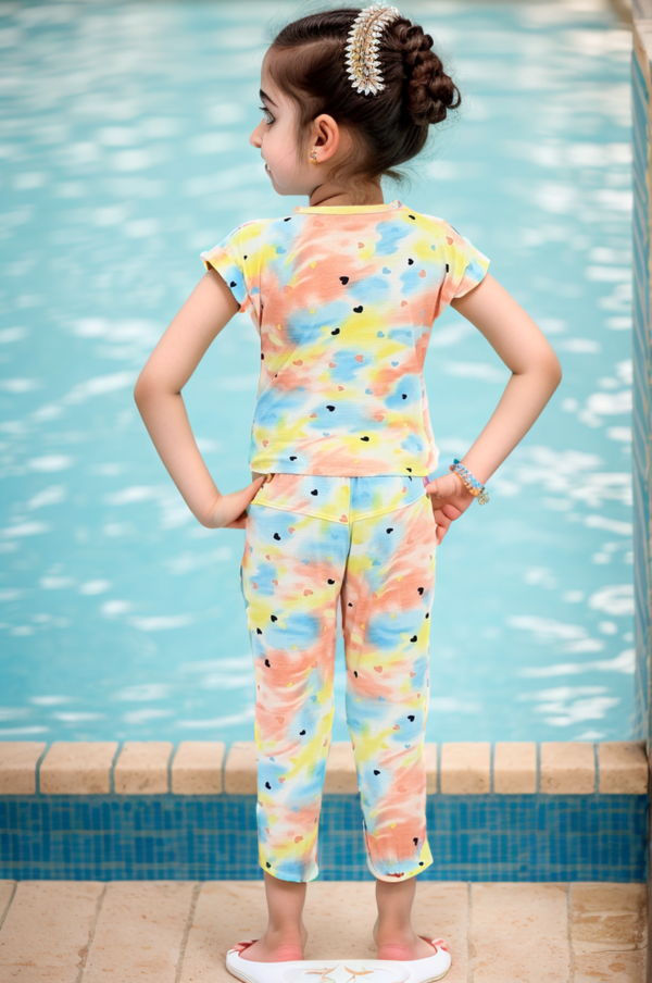 Girls tie dye night suit