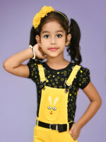 Girls dungaree with heart printed top