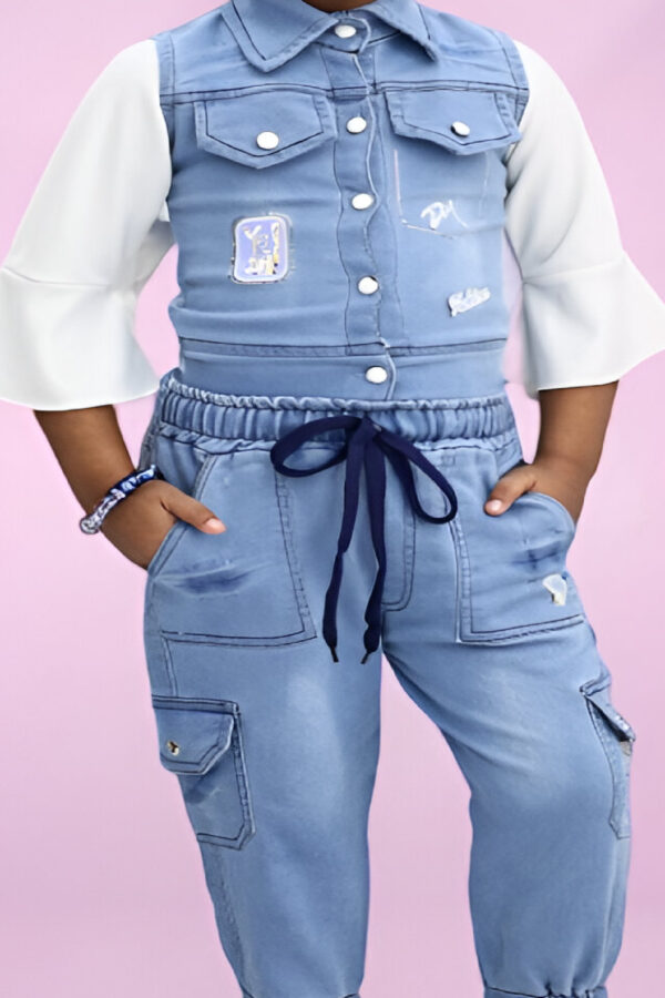 a person in a blue overalls